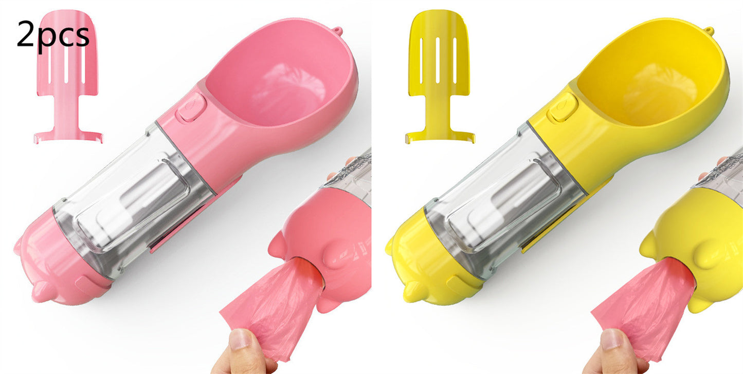 Pet Water Bottle Feeder Bowl Garbage Bag Storage Portable Pet Outdoor Travel 3 in 1 Dog Water Bottle