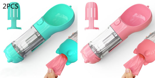 Pet Water Bottle Feeder Bowl Garbage Bag Storage Portable Pet Outdoor Travel 3 in 1 Dog Water Bottle