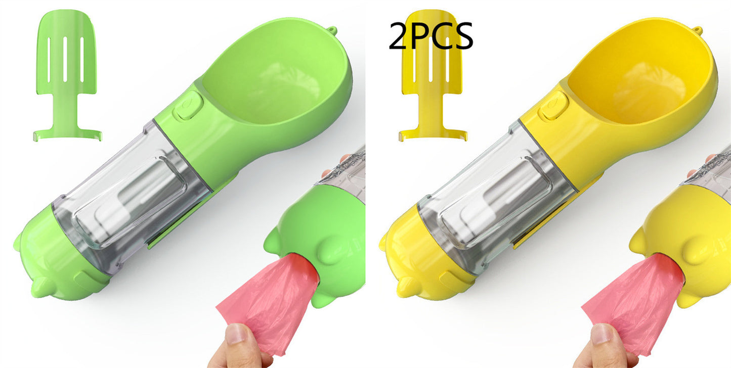 Pet Water Bottle Feeder Bowl Garbage Bag Storage Portable Pet Outdoor Travel 3 in 1 Dog Water Bottle