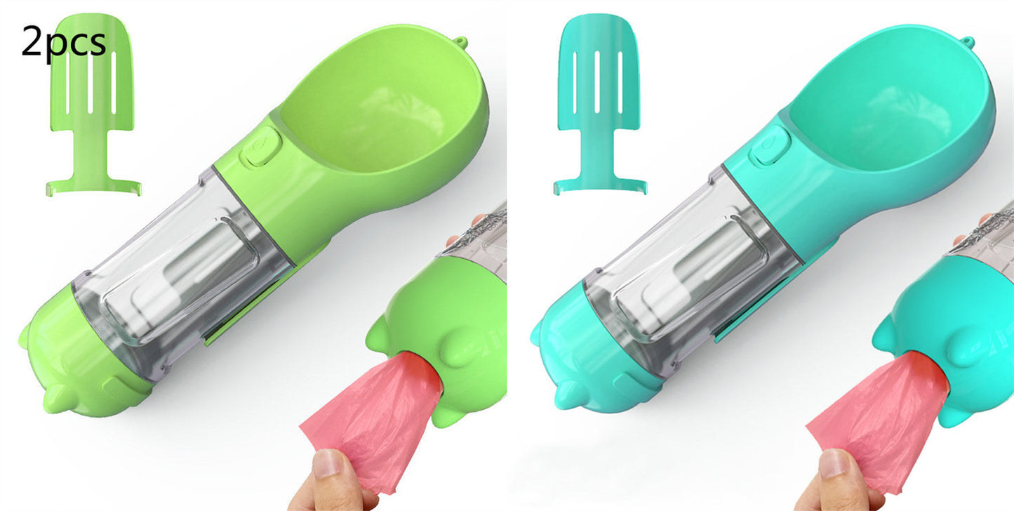 Pet Water Bottle Feeder Bowl Garbage Bag Storage Portable Pet Outdoor Travel 3 in 1 Dog Water Bottle